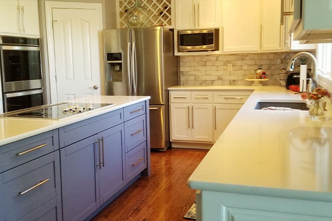 remodeled kitchen with an island near decatur illinois